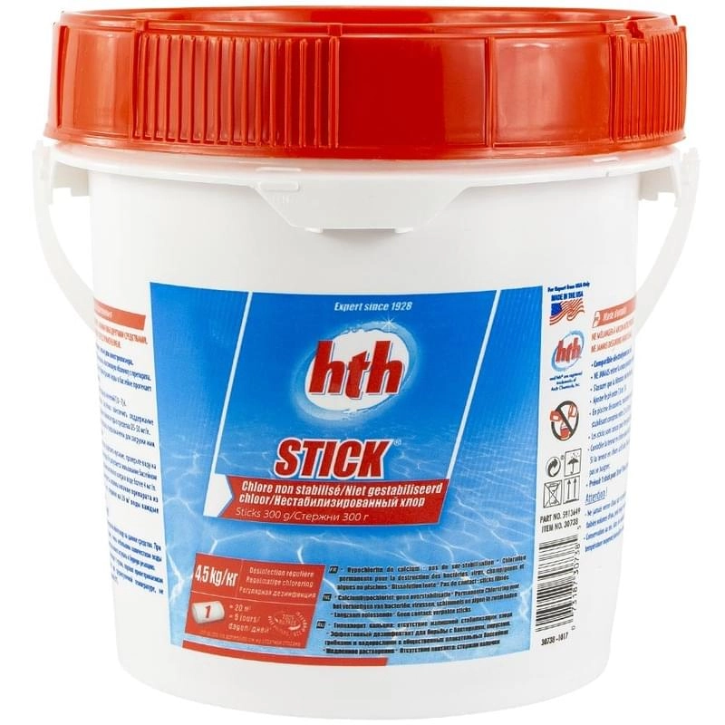 HTH Sticks chloortabletten 4,5 kg. Extra grote verpakking.