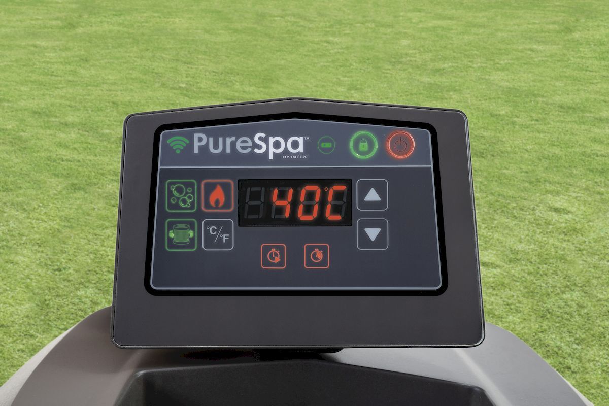 Intex Pure Spa Greywood Deluxe opblaasbare jacuzzi 4 persoons - afneembaar bedieningspaneel
