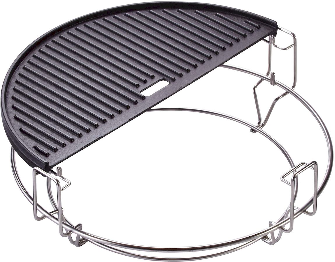 Kamado Joe Halfrond tweezijdig gietijzeren grillplaat voor Classic Joe ruwe kant