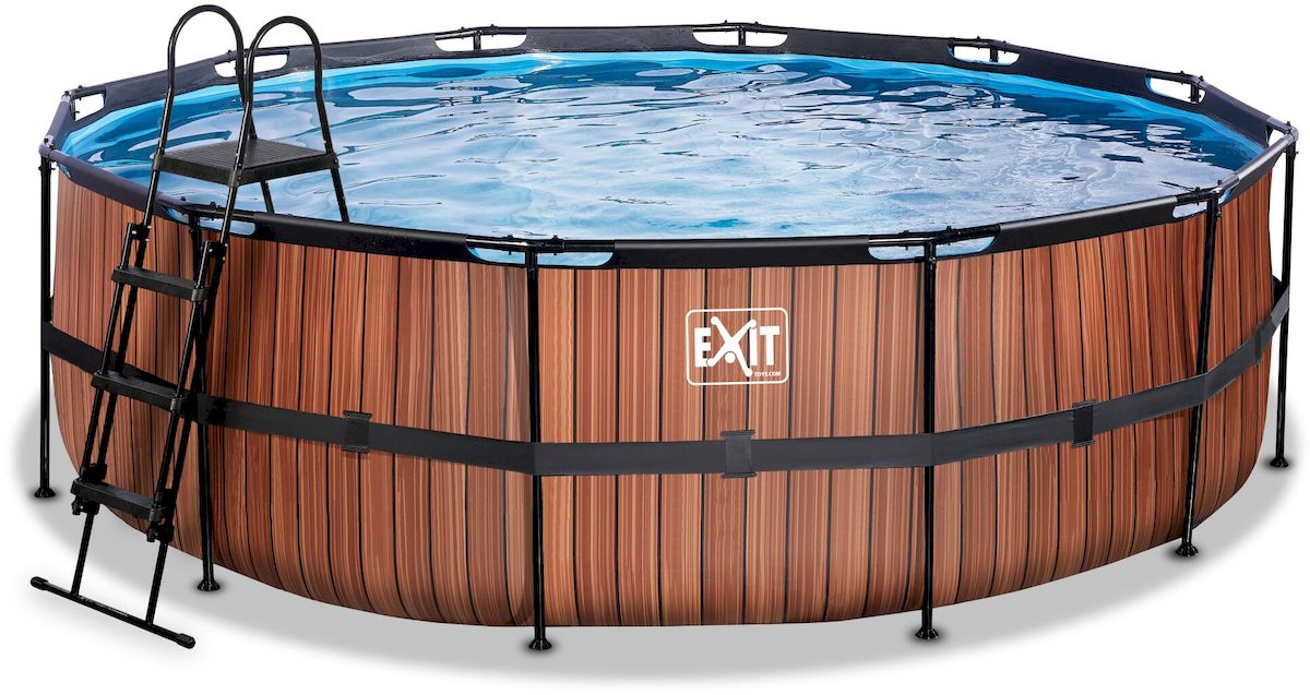 EXIT Wood zwembad - 450 x 122 cm - met zandfilterpomp en trap aanbieding