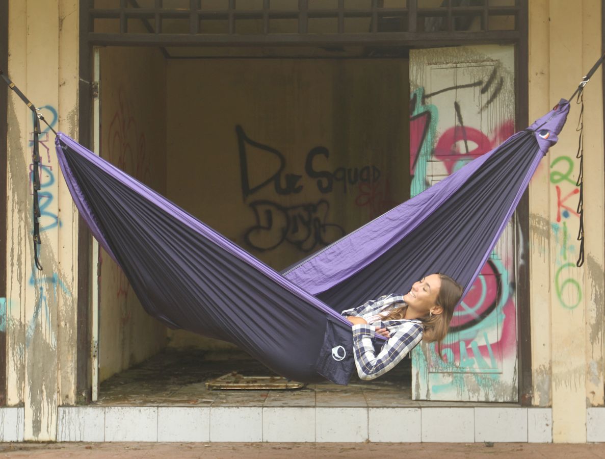 Ticket to the Moon hangmat 2 persoons Original Double - Navy Blue/Purple