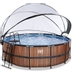 EXIT Wood zwembad - 427 x 122 cm - met zandfilterpomp, trap en overkapping
