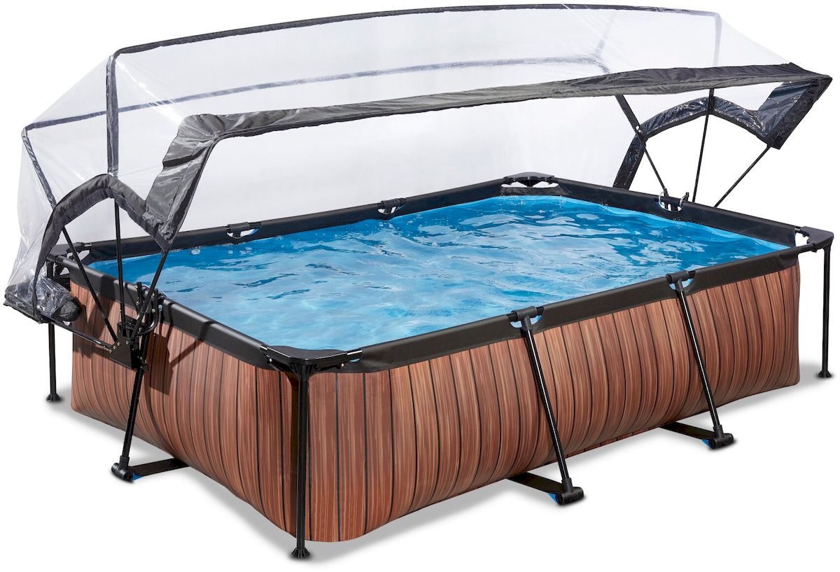 EXIT Wood zwembad 300 x 200 x 65 cm met filterpomp en overkapping