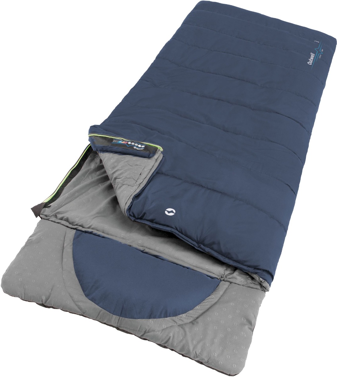 Outwell Contour Lux Deep Blue omkeerbare deken slaapzak 220 cm rits links