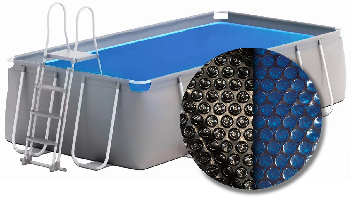 W&apos;eau solar cover rechthoekig - 220 x 150 cm (zeilmaat 205 x 131) - Zwart/Blauw