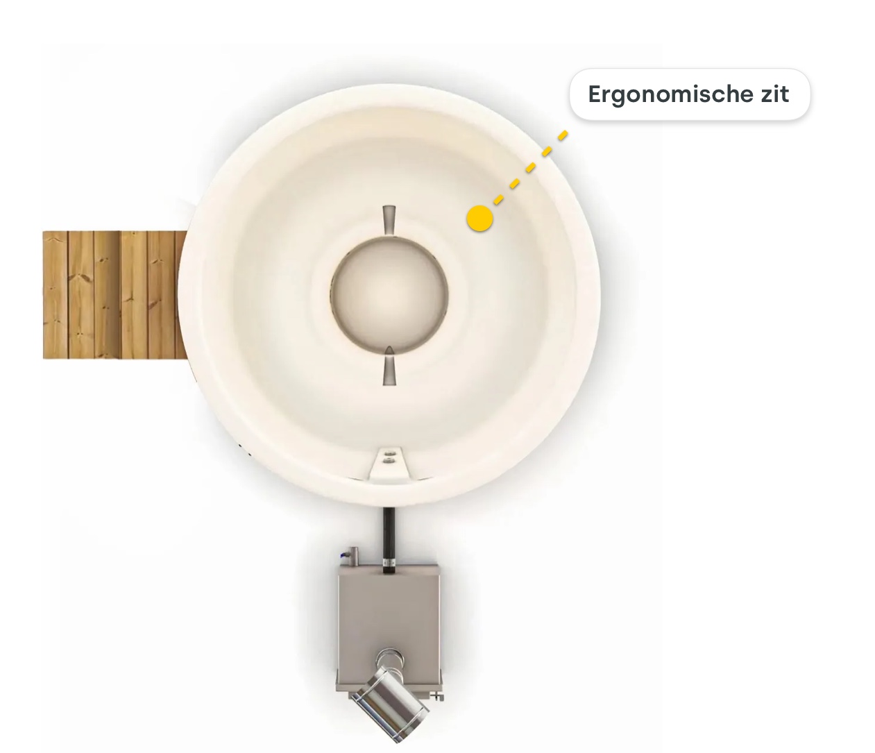 Houtgestookte hottub Extern - 4-6 personen - Wit


