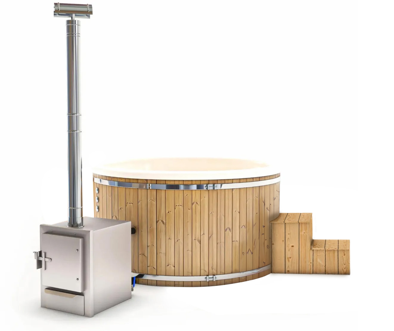 Houtgestookte hottub Extern - 6-8 personen - Wit