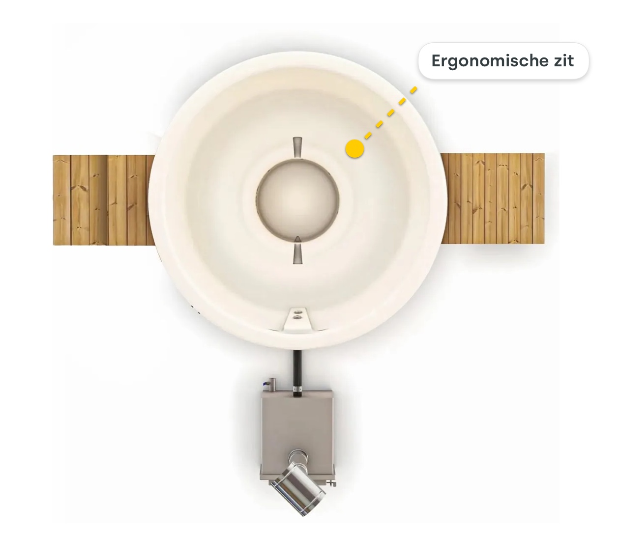 Houtgestookte hottub Extern met filteraansluiting - 6-8 personen - Wit
