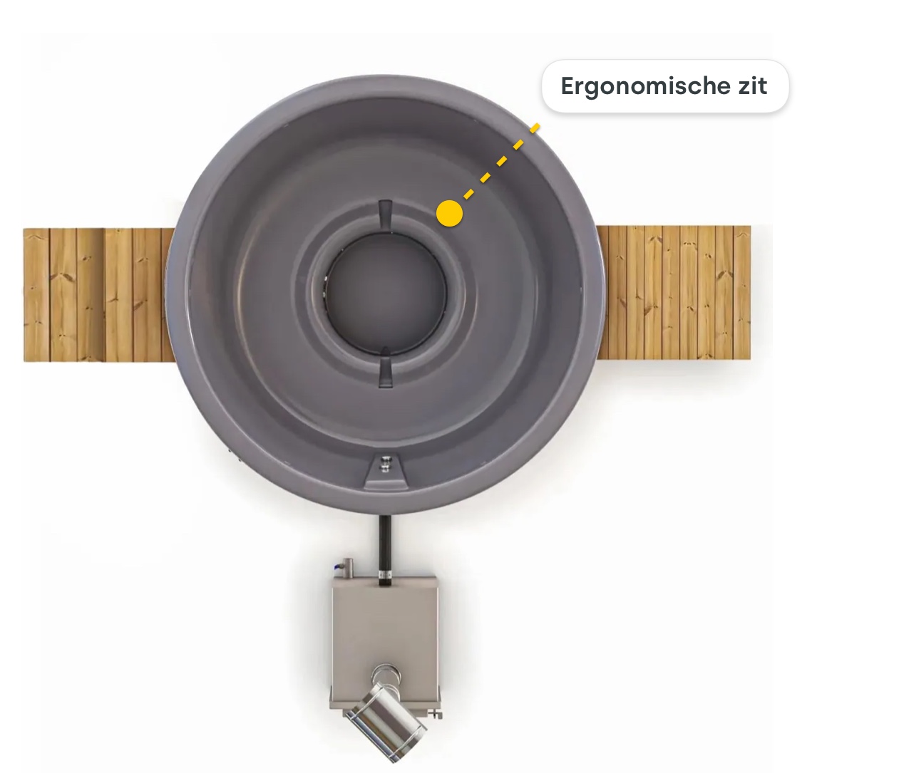 Houtgestookte hottub Extern met filteraansluiting - 6-8 personen - Grijs