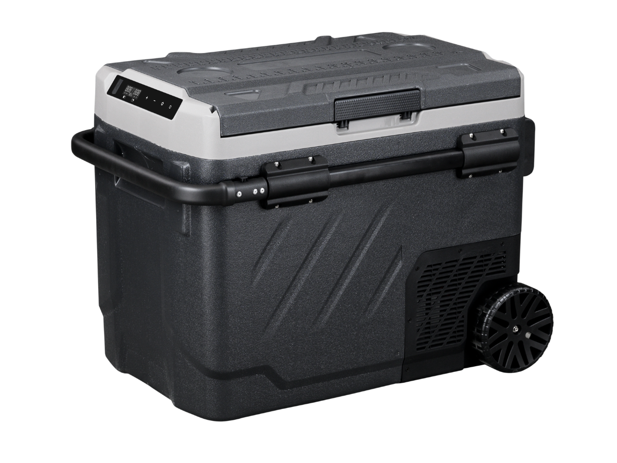 Steamy-E Elektrische Compressor Koelbox Op Wielen - Dual Zone - 50 liter - 12V en 230V - voor auto en camping - Zwart