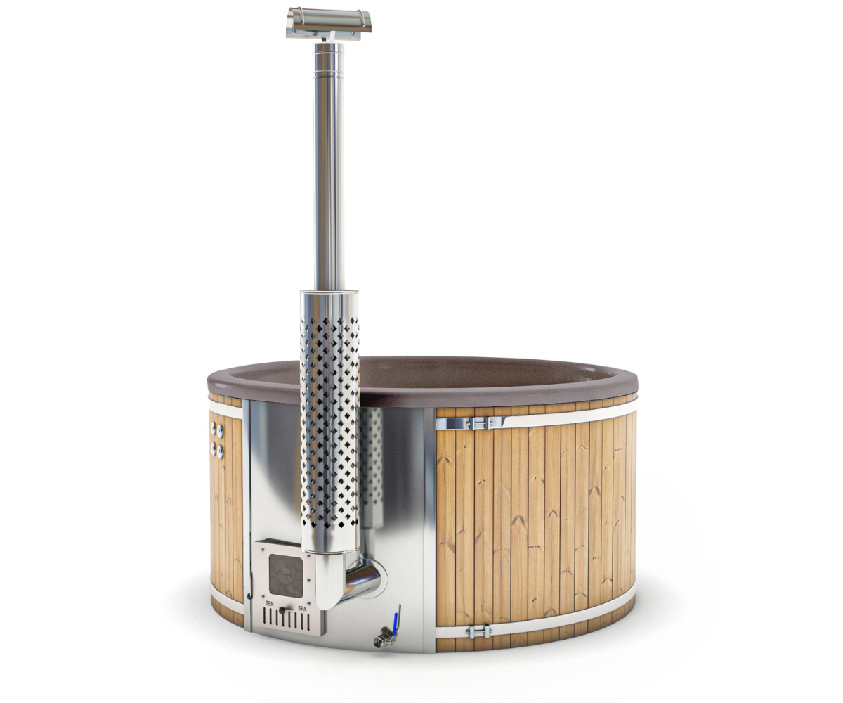 Houtgestookte hottub Intern - 3-4 personen - Grijs