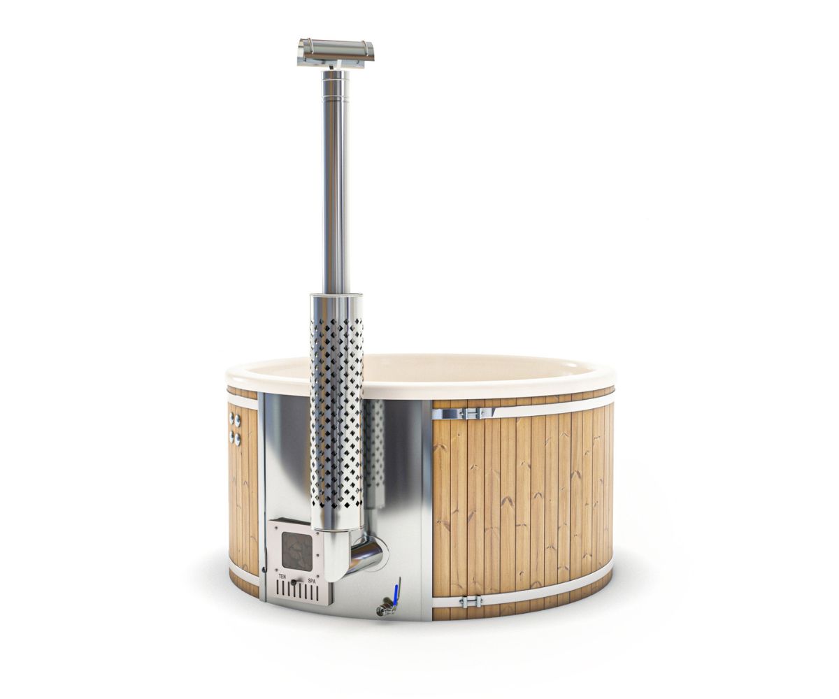 Houtgestookte hottub Intern - 5-6 personen - Wit