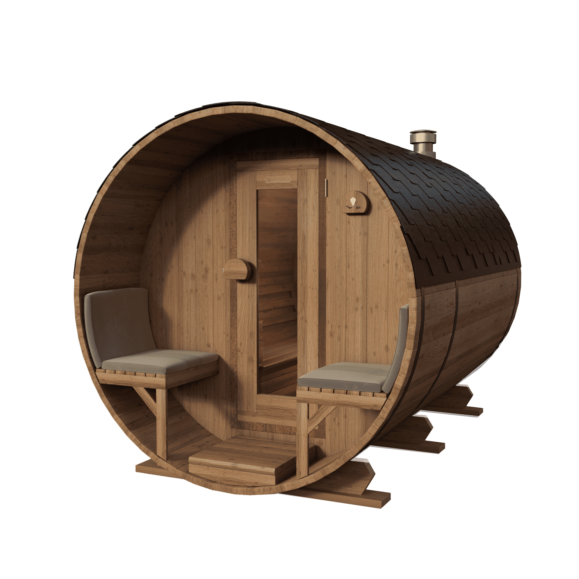 Thermowood elektrische barrelsauna - 180 cm