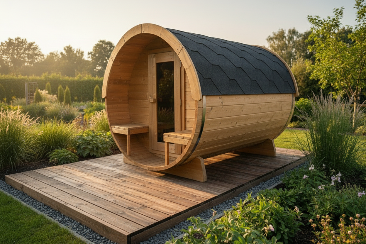 Thermowood elektrische barrelsauna - 180 cm