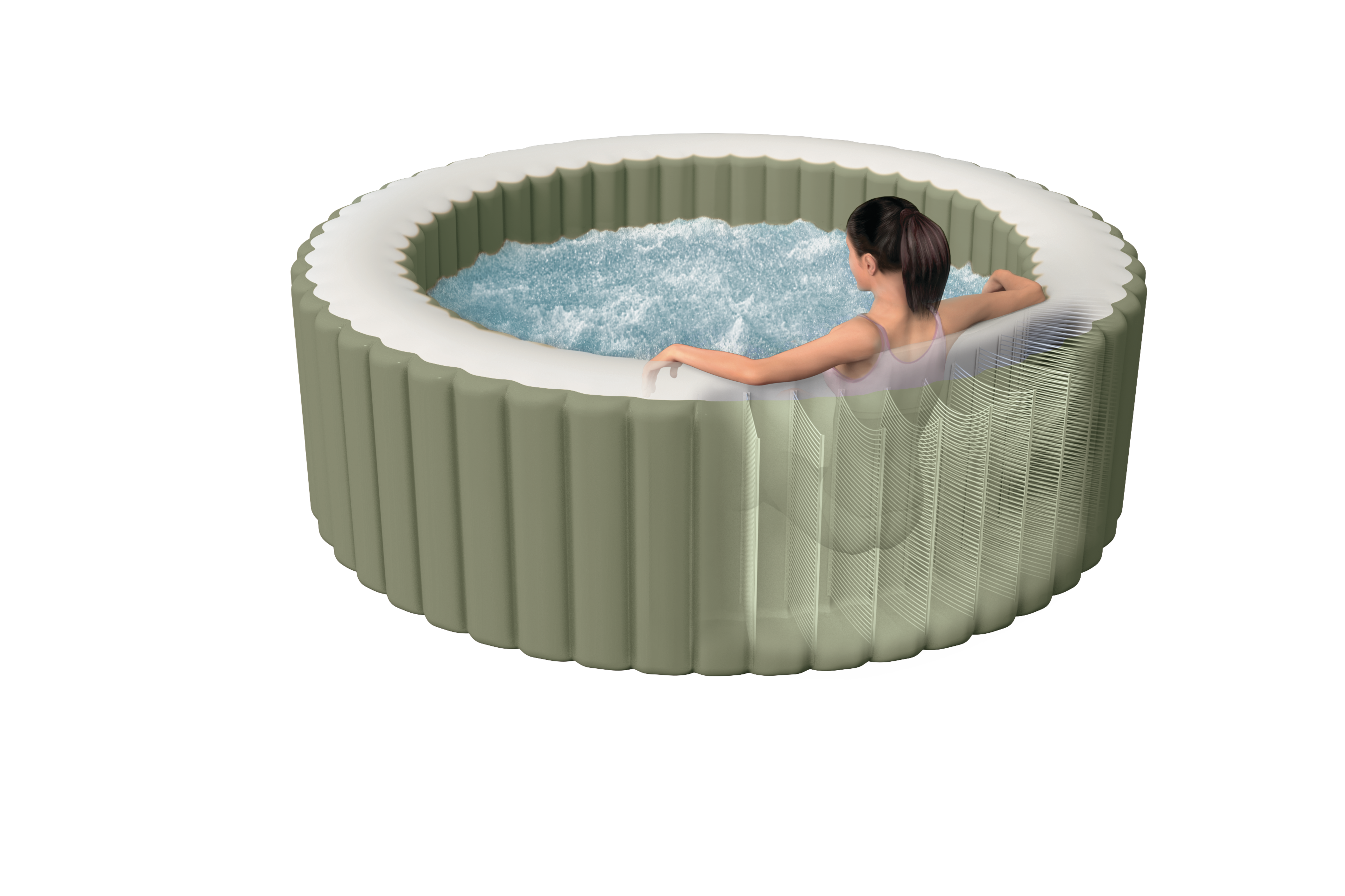 Intex Pure Spa Bubble massage Olive Green opblaasbare spa - 4 persoons