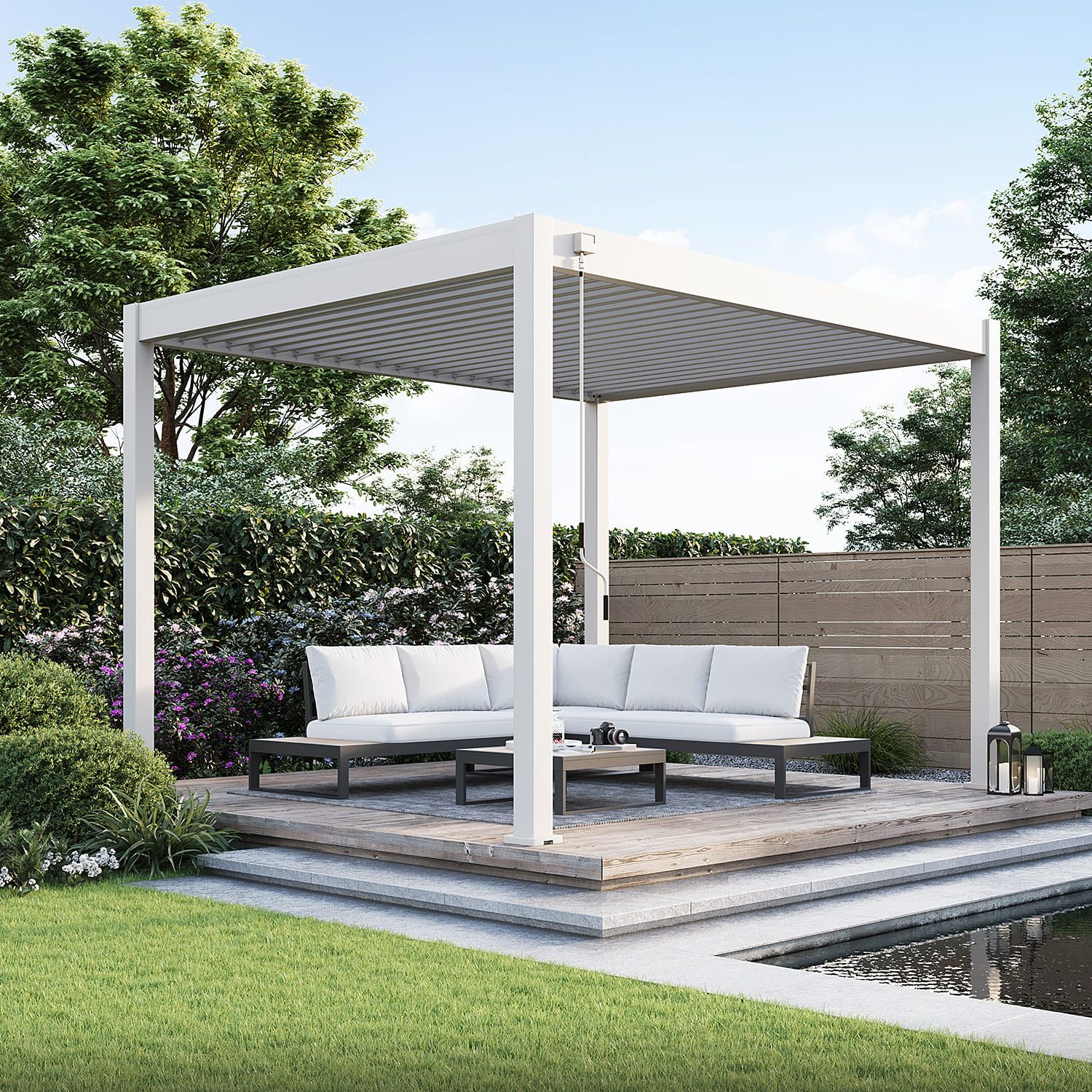 Orion Comfort vrijstaand lamellen overkapping 300x360 cm handmatig - Zand