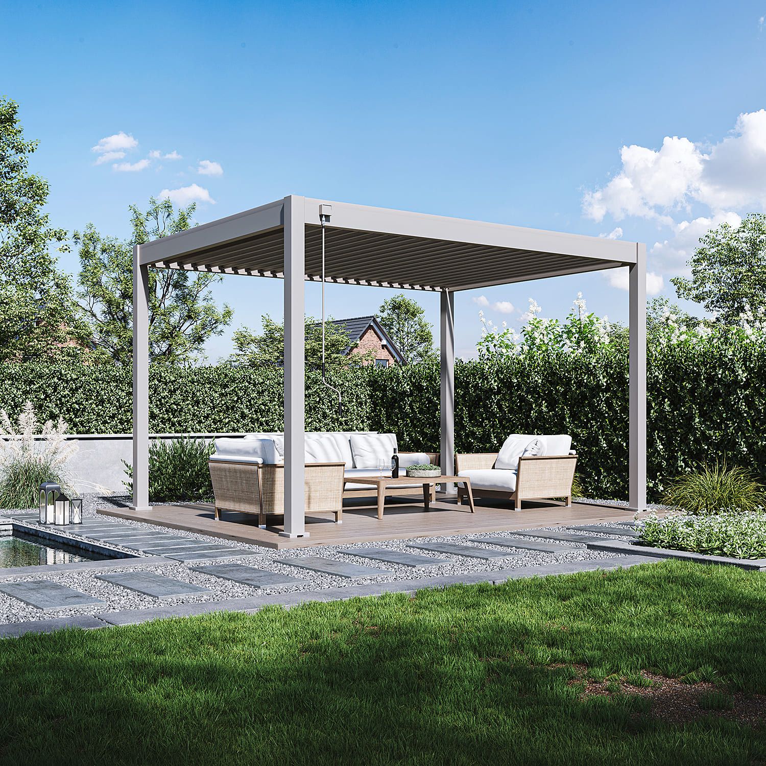 Orion Deluxe vrijstaand lamellen overkapping 300x400 cm handmatig - Zand