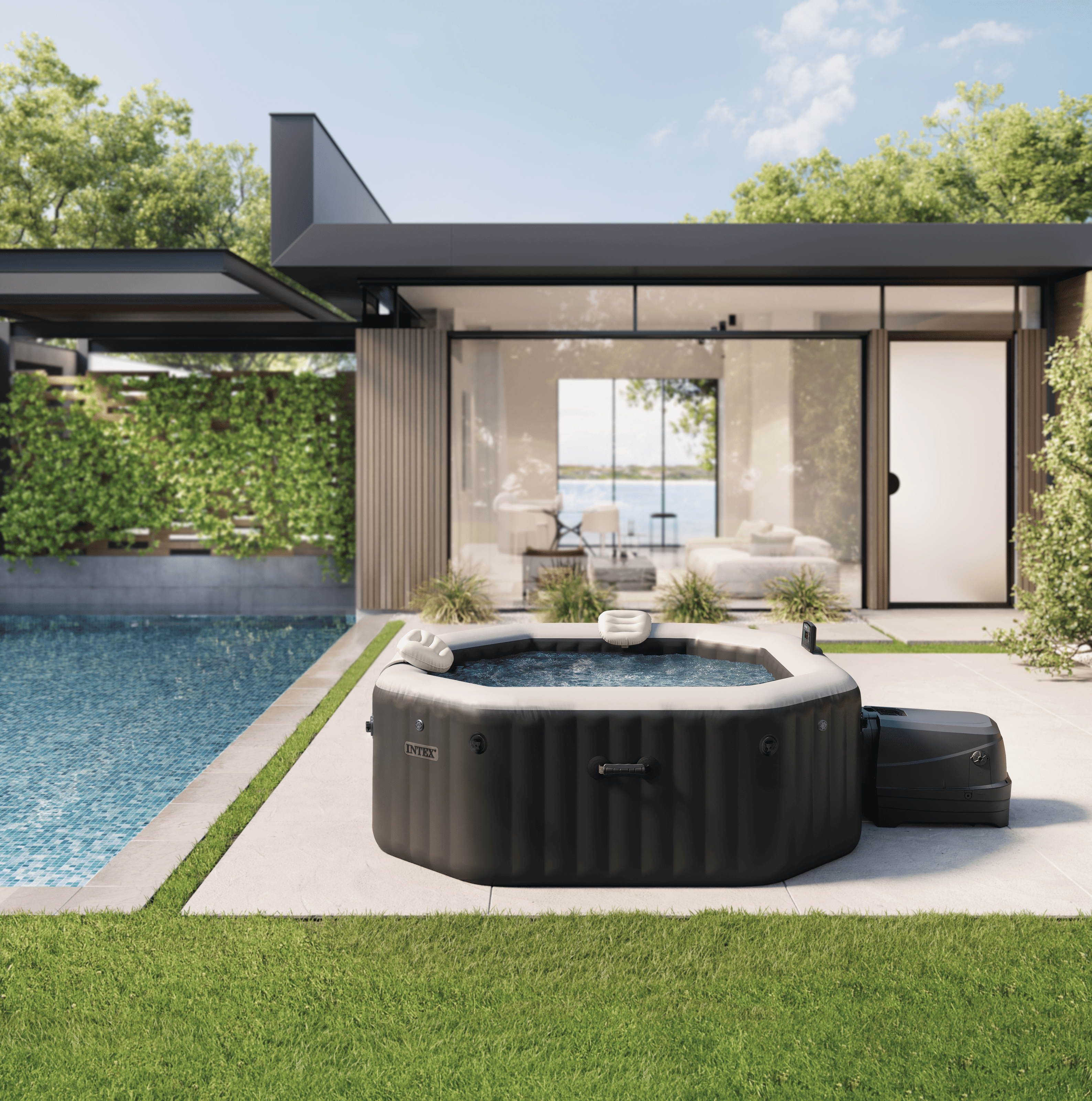 Intex Pure Spa Greystone Deluxe opblaasbare spa - 4 persoons