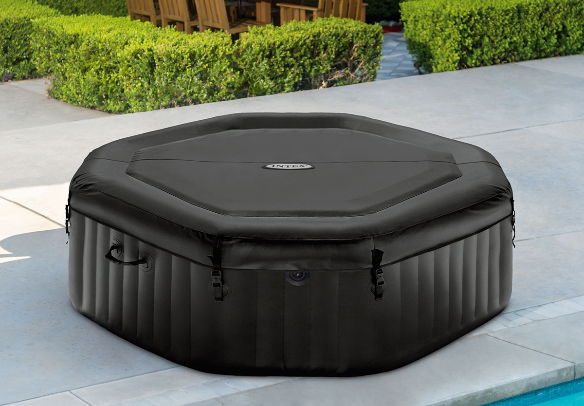 Intex Pure Spa Jet & Bubble Deluxe opblaasbare jacuzzi 4 persoons - afgedekt