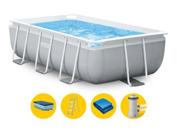 Intex Prism Frame Pool - 488 x 244 x 107 cm - mit Filterpumpe und Zubehör