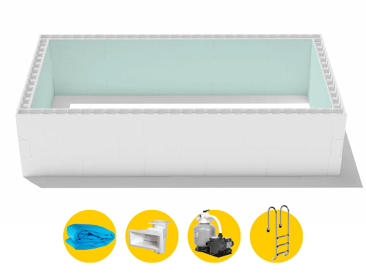 Zwembad zelfbouwpakket Polystyreen - 8,00 x 4,00 x 1,50 m