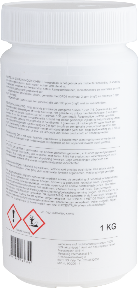 Melpool kleine chloortabletten 20 grams 1 kg
