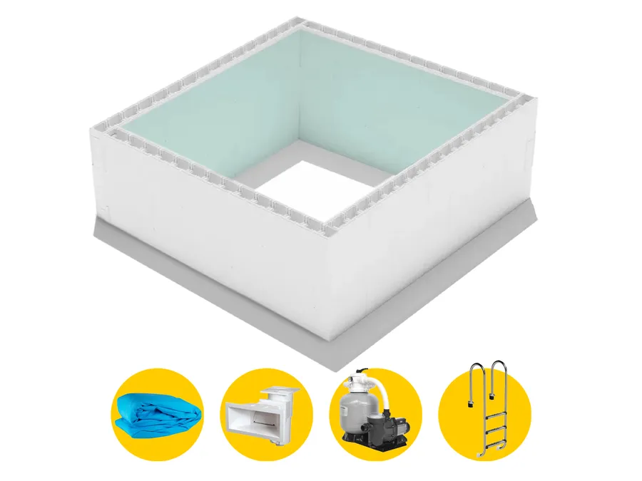 High Density Polystyreen Plunge Pool zelfbouwpakket - 2,00 x 2,00 x 1,20 m