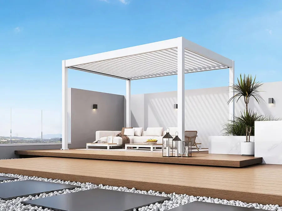 Orion Premium vrijstaand lamellen overkapping 300x400 cm elektrisch - Wit