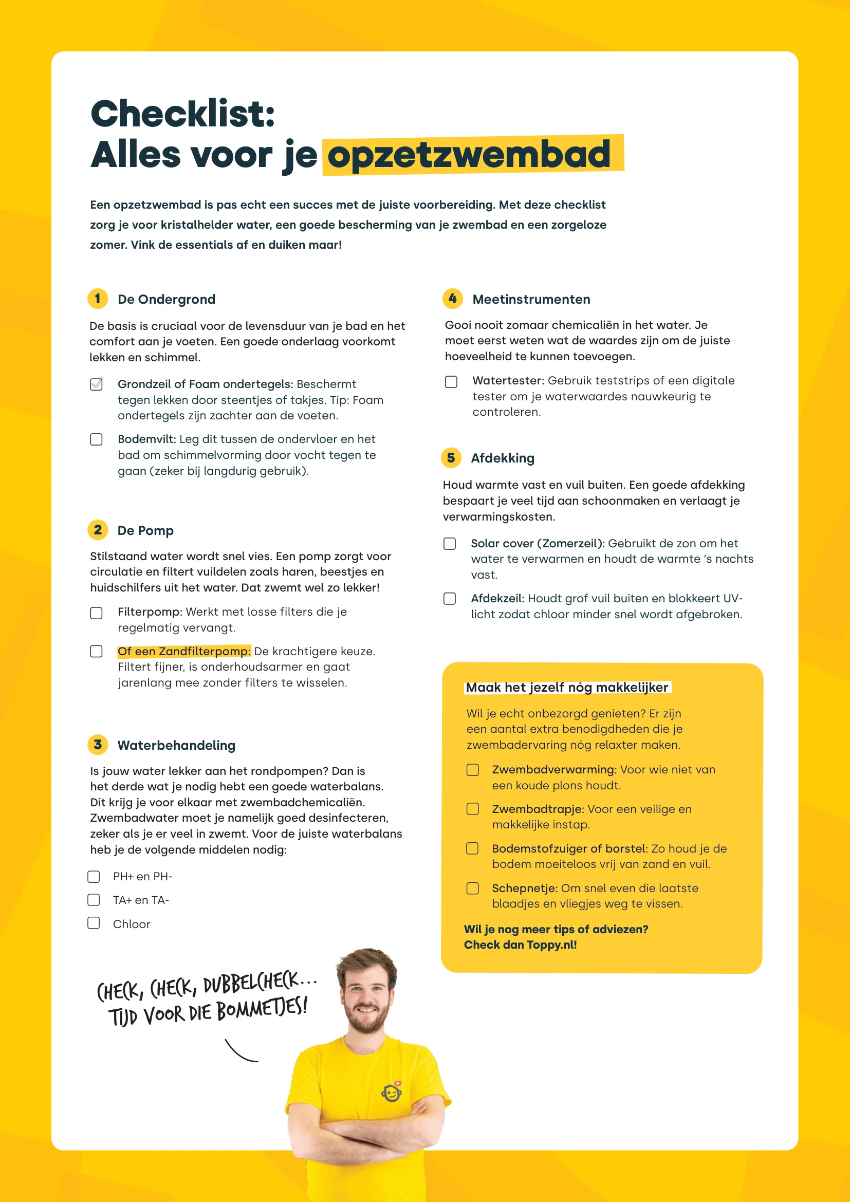 Checklist opzetzwembad