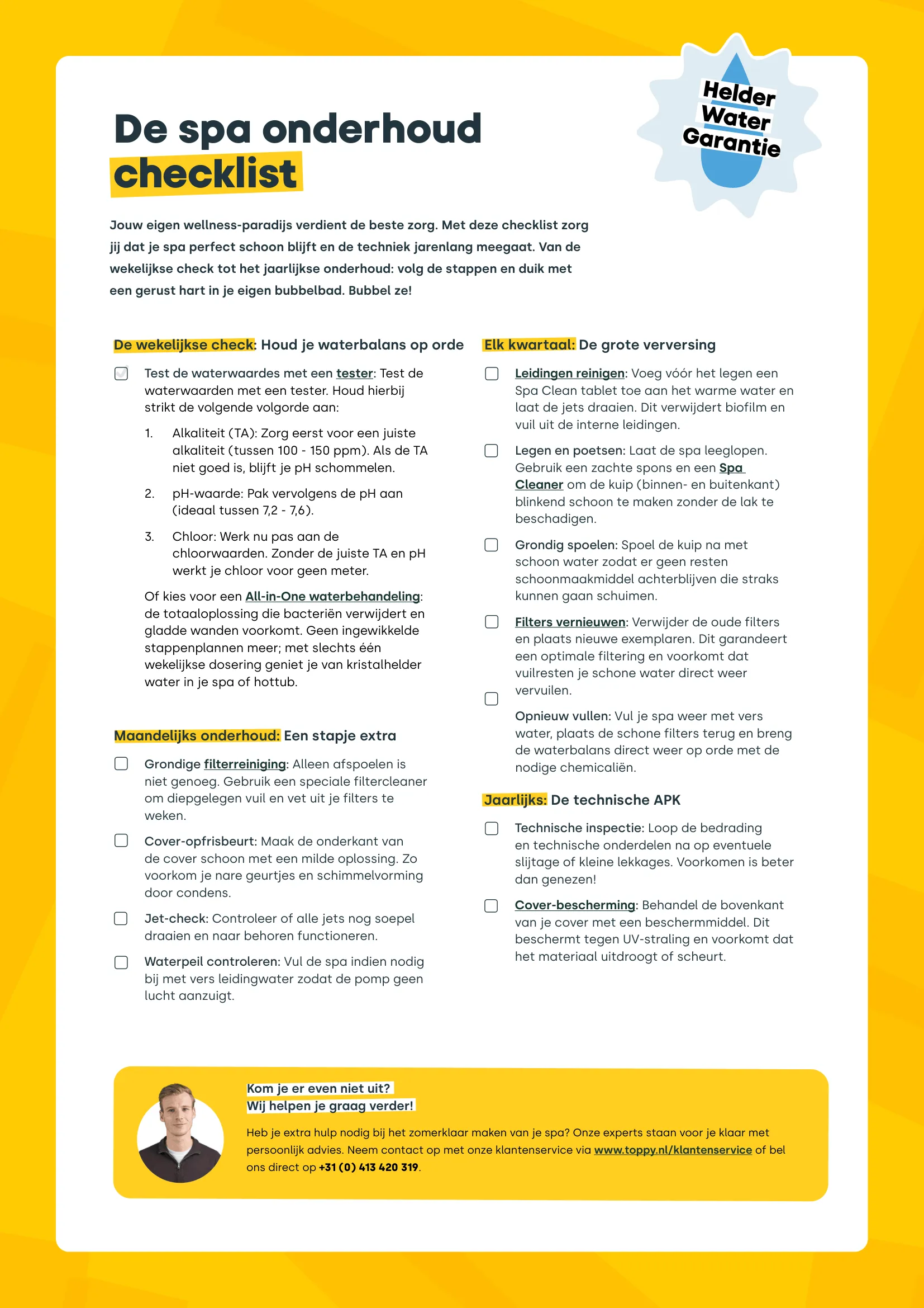 Zomerklaar checklist spa