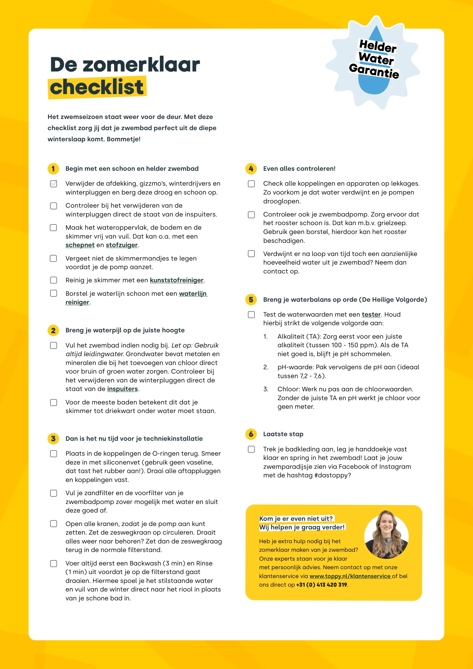 Zomerklaar checklist zwembad