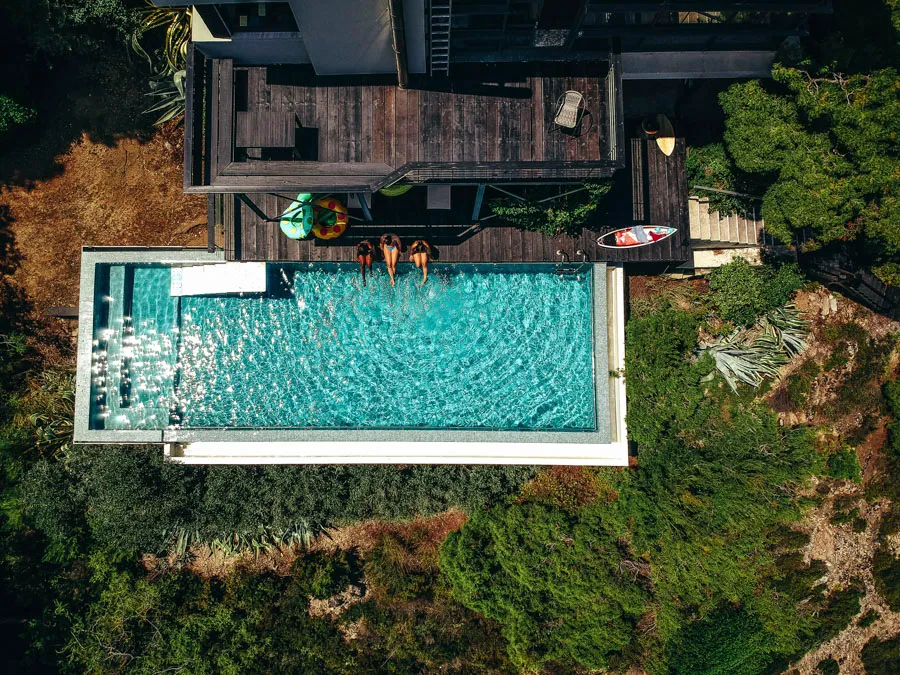 Bouwkundig zwembad bovenaanzicht 