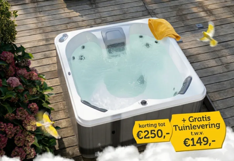 Gratis tuinlevering en korting op vaste spa's