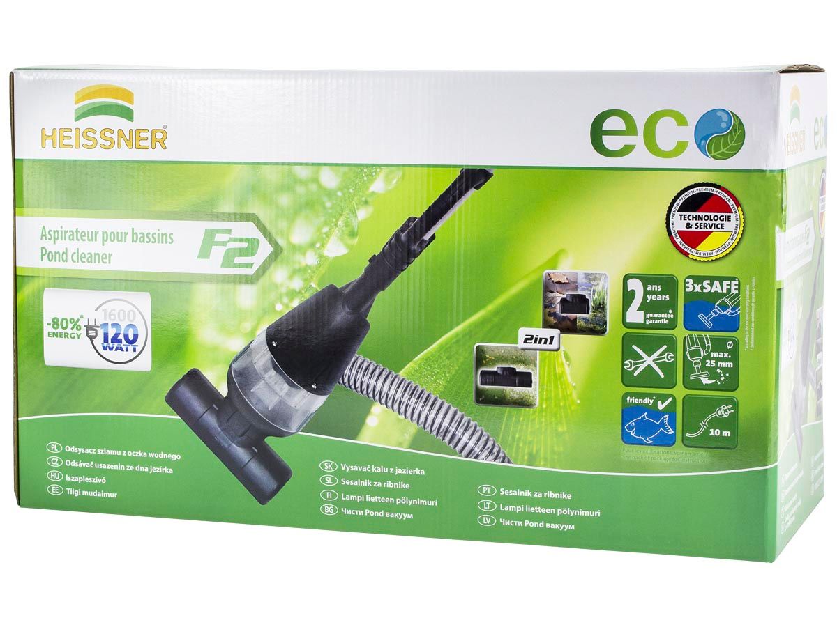 Heissner F2-00 vijverstofzuiger verpakking.
