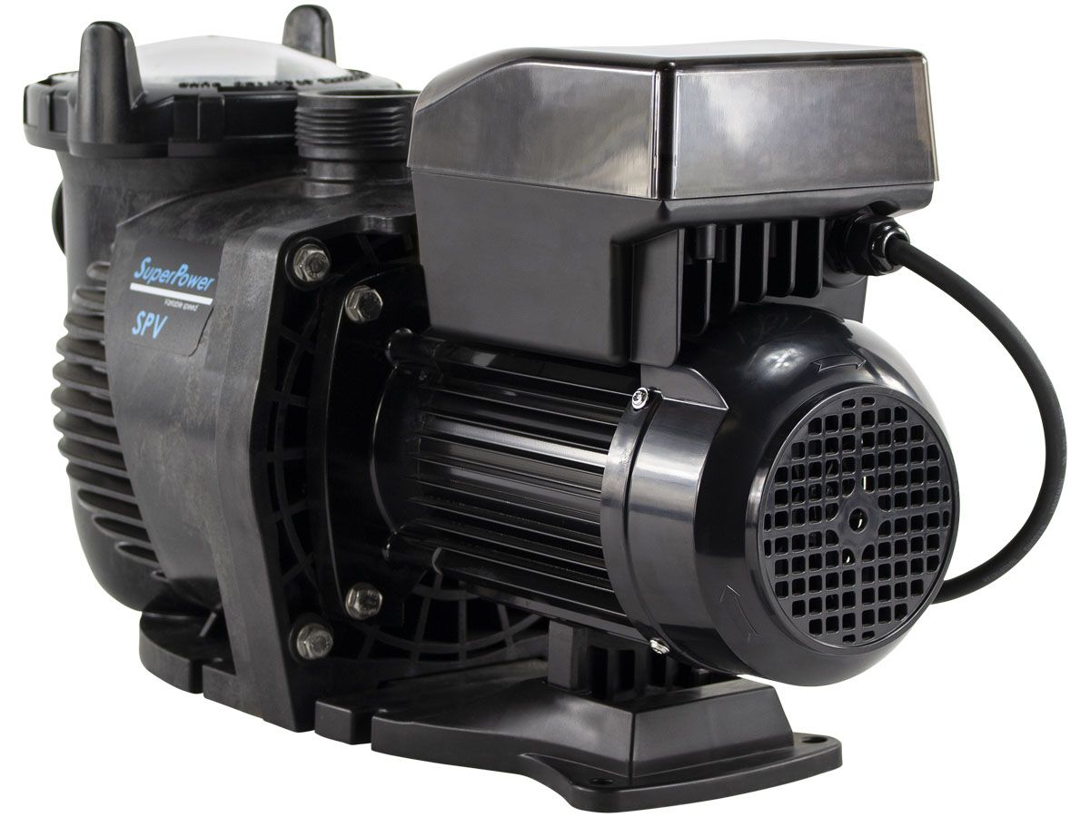 Emaux Super-Power Variabele Zwembadpomp achterzijde.