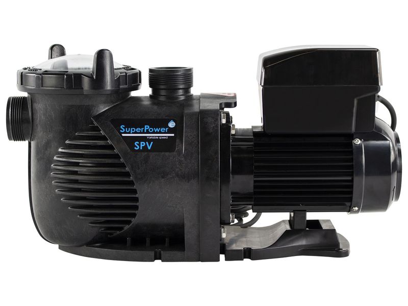 Emaux Super-Power Variabele Zwembadpomp zijaanzicht.