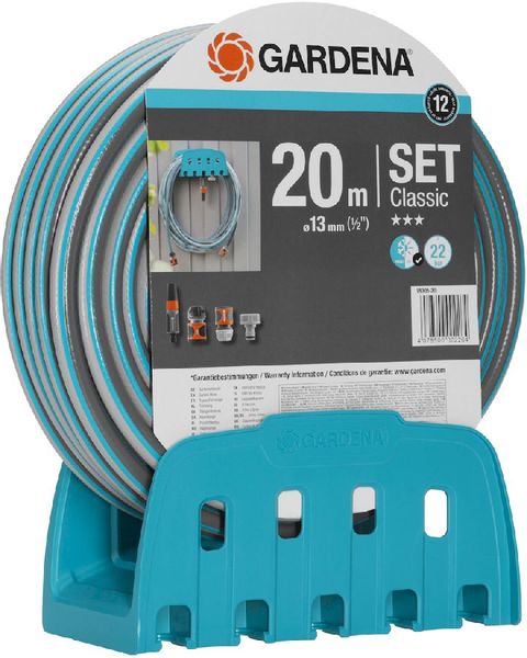Gardena Classic 20 meter (Ø 13 mm) tuinslang met muurhouder schuin