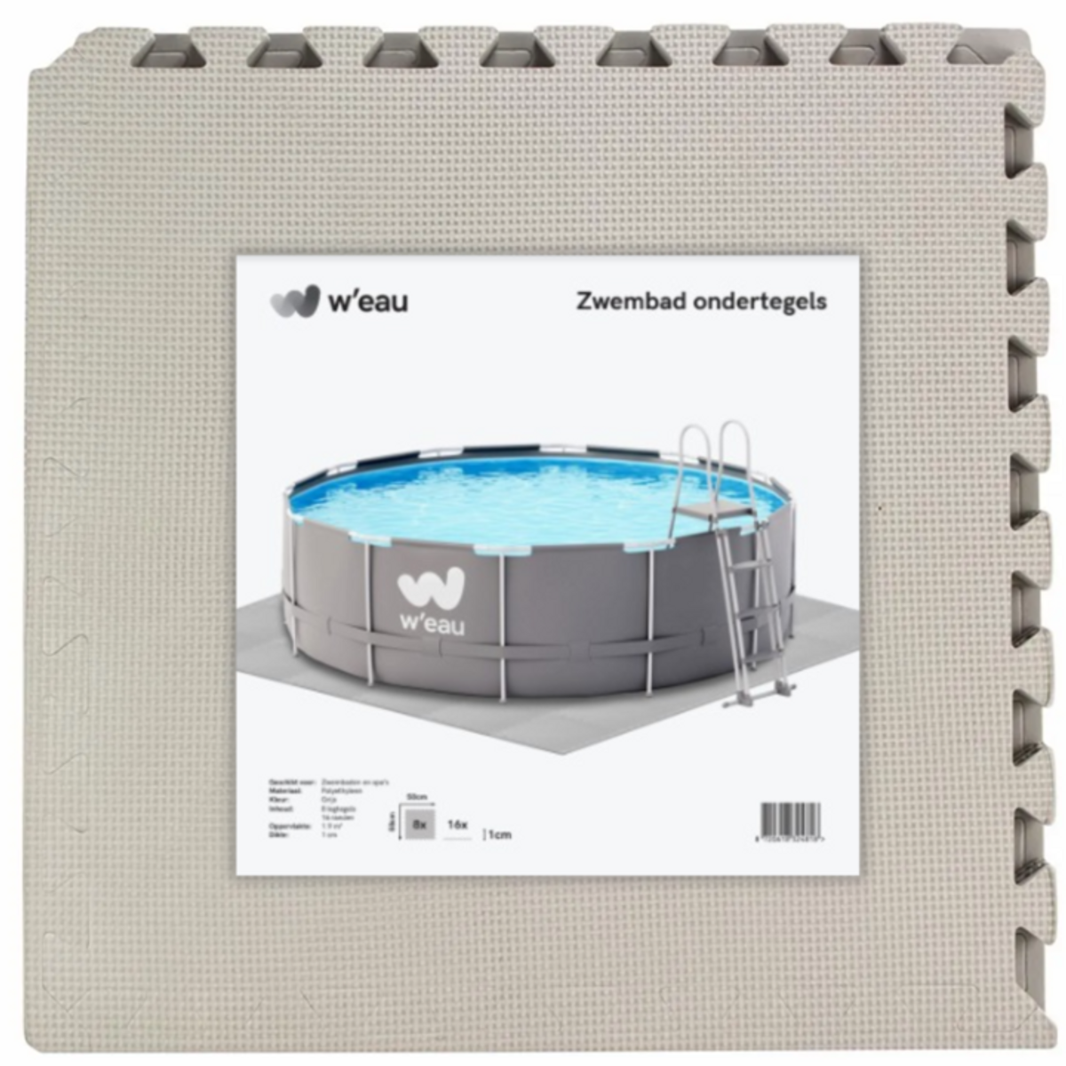 W'eau zwembad ondertegels - Grijs - 50 x 50 x 1 cm - 8 stuks