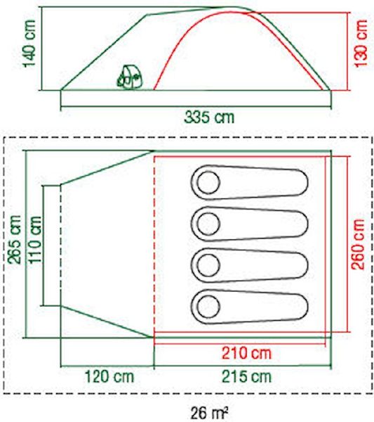 Coleman Kobuk Valley 4 koepeltent floor plan