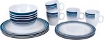 Bo-Camp melamine serviesset - 16-delig - Wit/Blauw