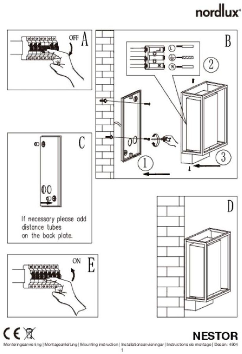 Nordlux Nestor led wandlamp buiten zwart