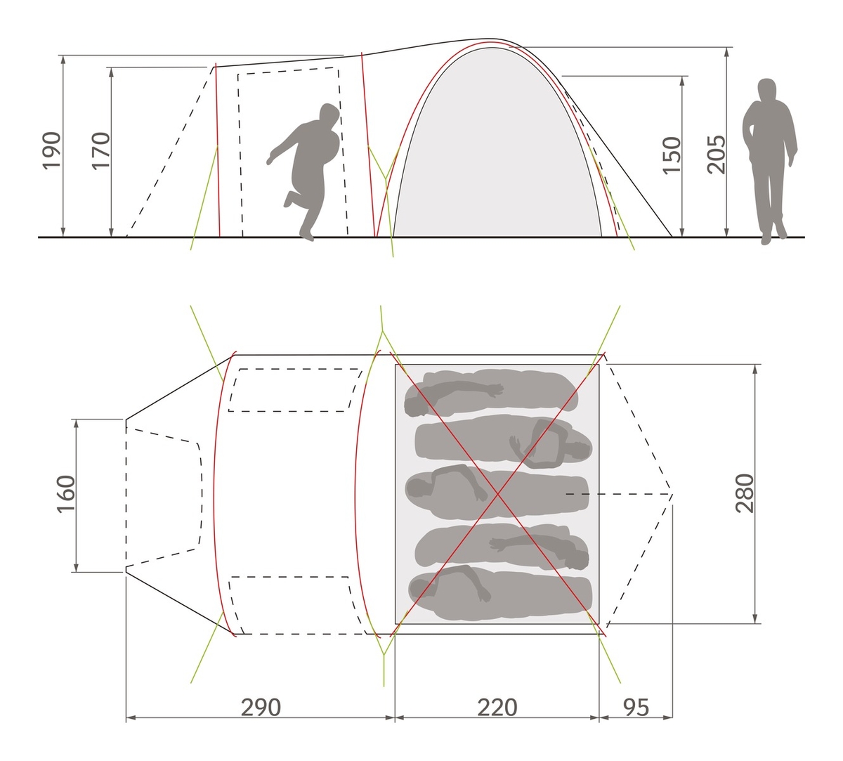 Vaude Campo Casa XT koepeltent 5 personen