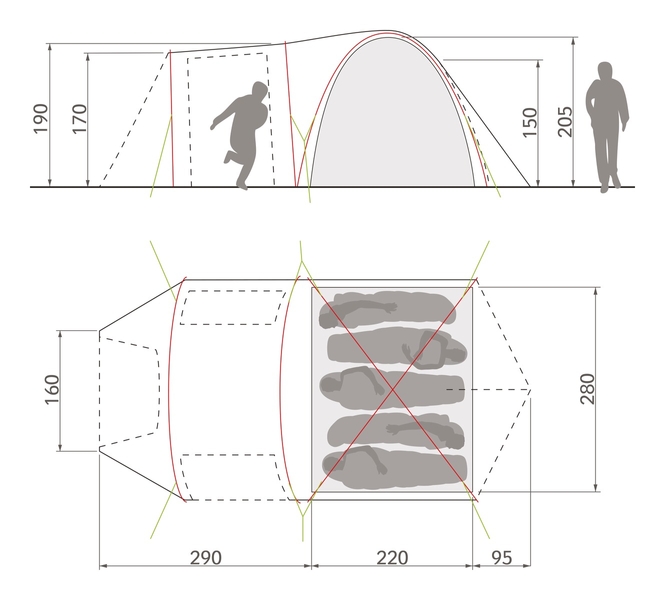 Vaude Campo Casa XT koepeltent 5 personen