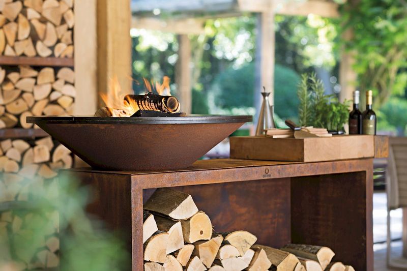 Ofyr Island Corten 85-100 Teak Wood vuur