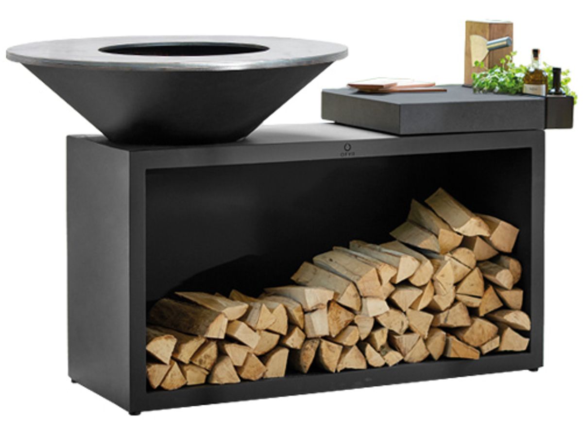 Ofyr Island van zwart gecoat staal met werkblad van keramiek 100-100