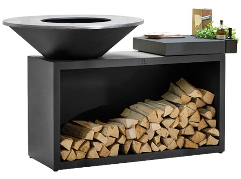 Ofyr Island van zwart gecoat staal met werkblad van keramiek 100-100