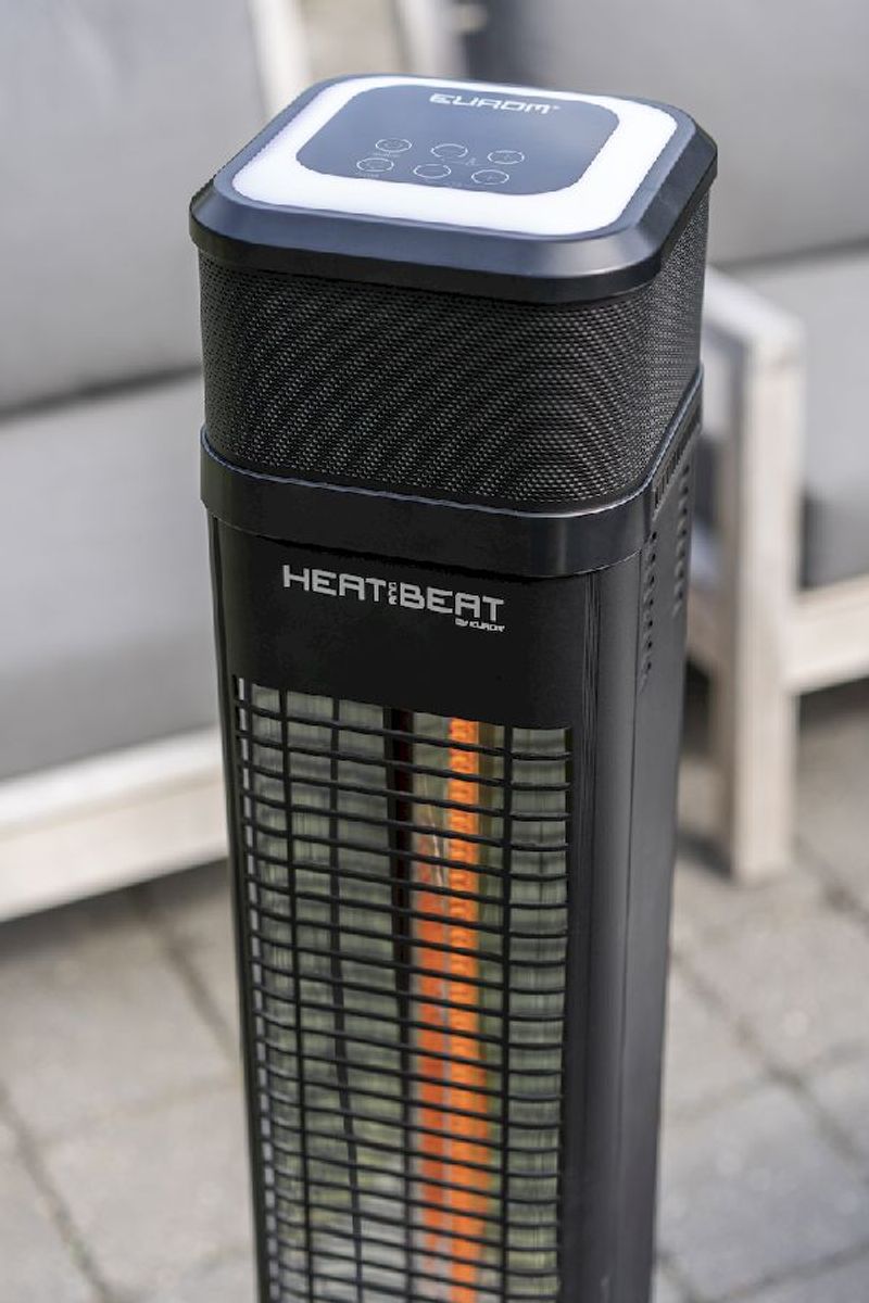 Eurom Heat and Beat Tower terrasverwarmer, details zijkant