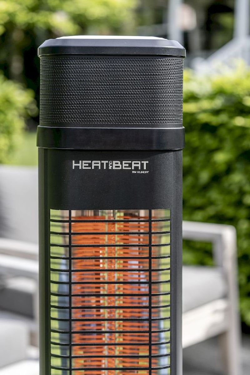 Eurom Heat and Beat Tower terrasverwarmer, details voorkant