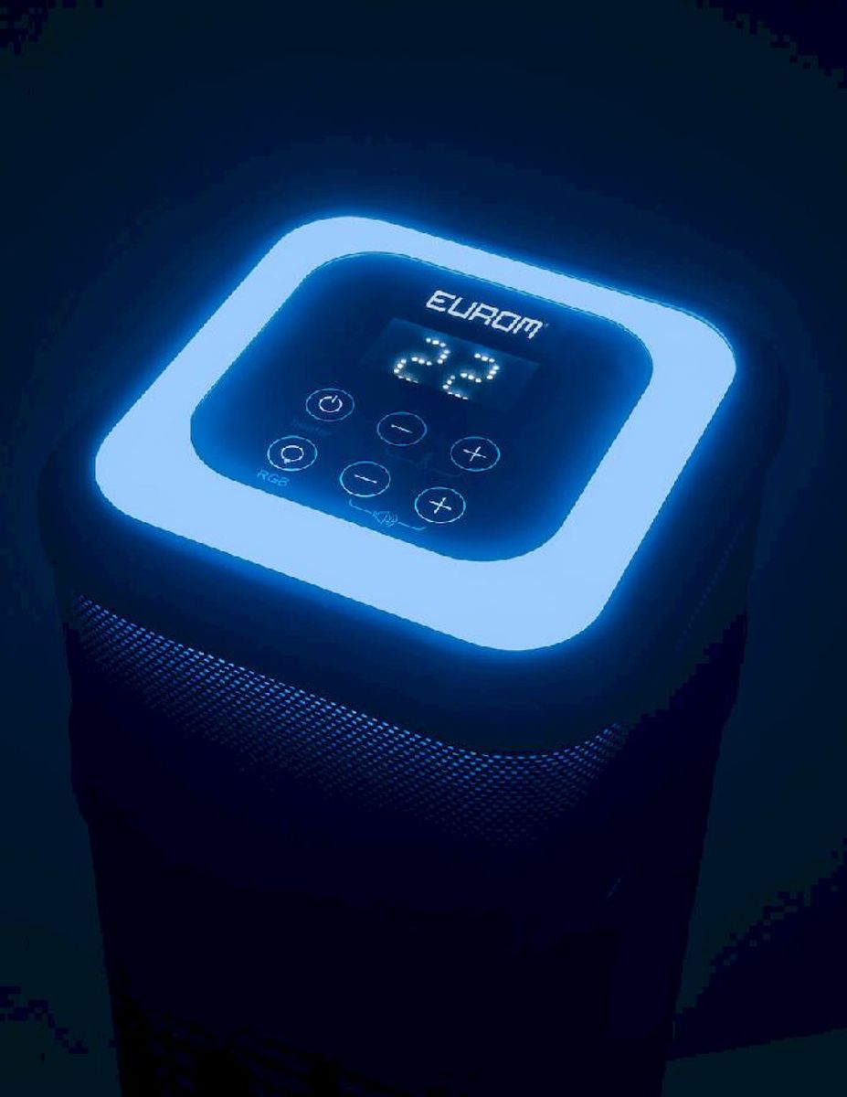 Eurom Heat and Beat Tower terrasverwarmer temperatuurinstelling