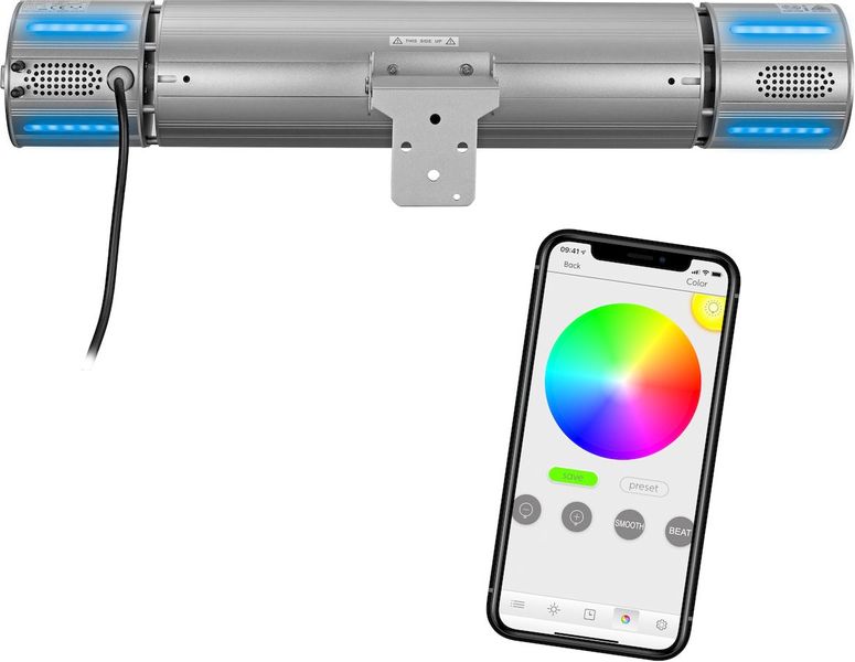 Eurom Heat and Beat grijs terrasverwarmer bediening via app